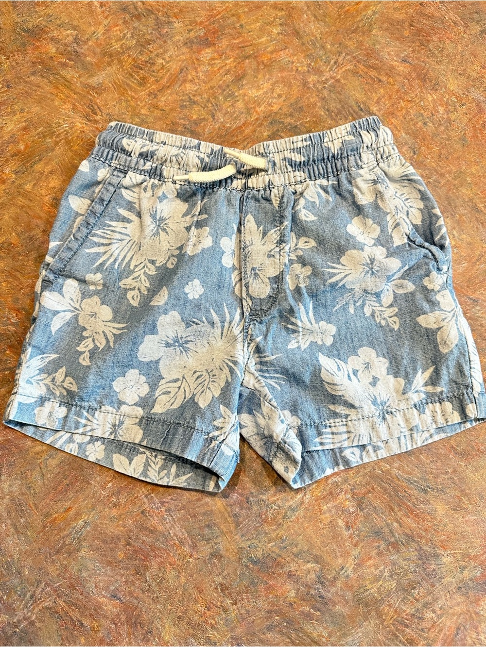 🤑EU OshKosh B'gosh Light Blue Floral Pull-On Shorts with Drawstring🤑